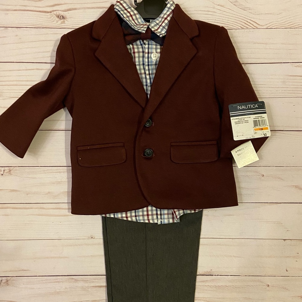 Nautica 4 piece pant shirt jacket and bow tie set